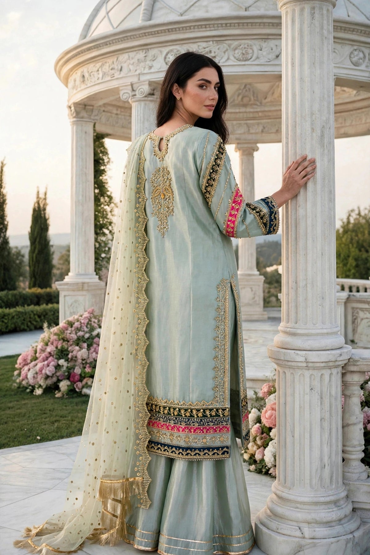 Luxury 3PC Embroidered Organza Suit | RE-05