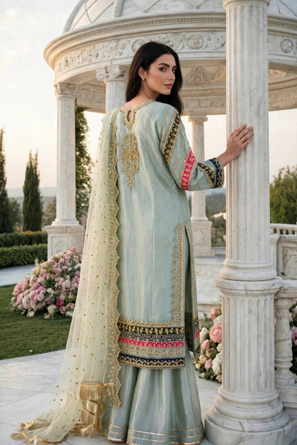 Luxury 3PC Embroidered Organza Suit | RE-05