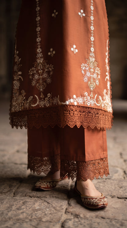 3PC Embroidered Dhanak Suit | DC - 06