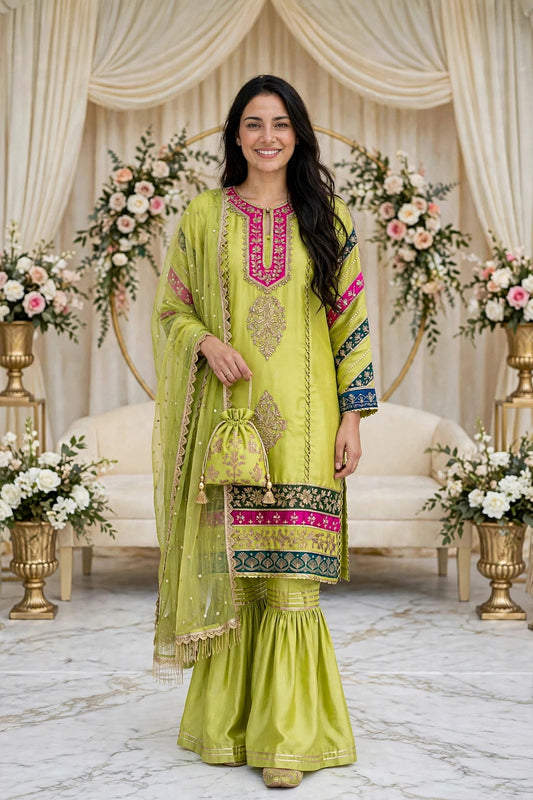 Luxury 3PC Embroidered Organza Suit | RE-06