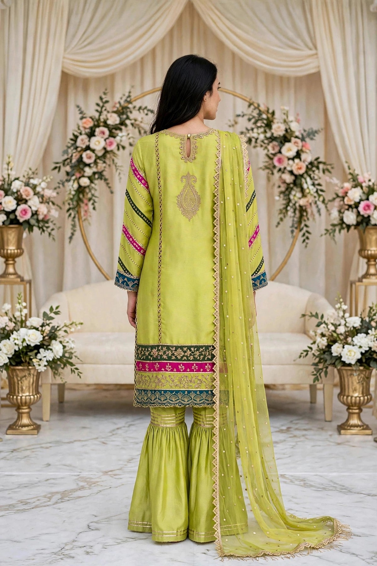 Luxury 3PC Embroidered Organza Suit | RE-06