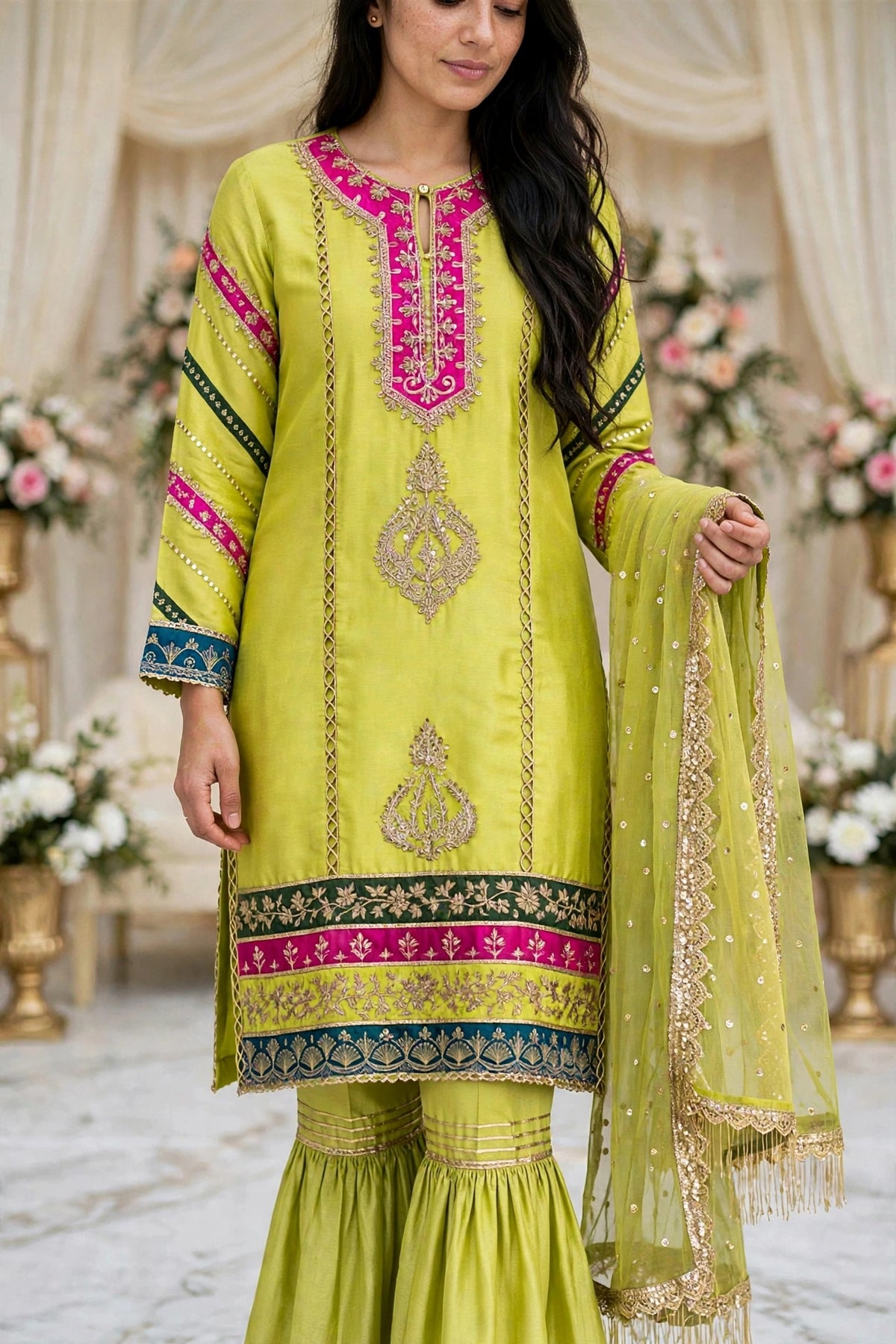 Luxury 3PC Embroidered Organza Suit | RE-06
