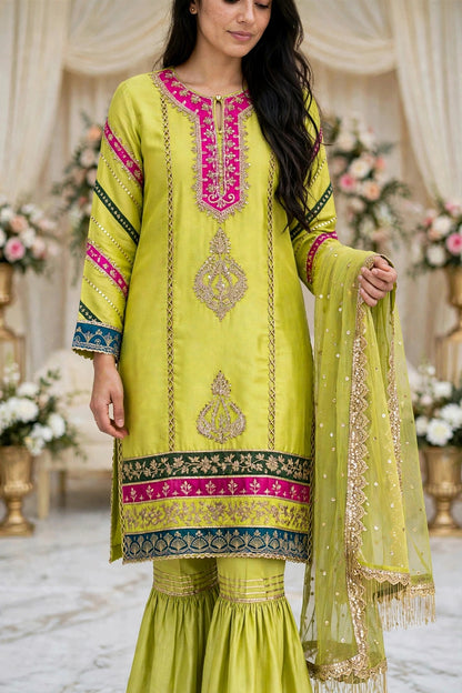 Luxury 3PC Embroidered Organza Suit | RE-06