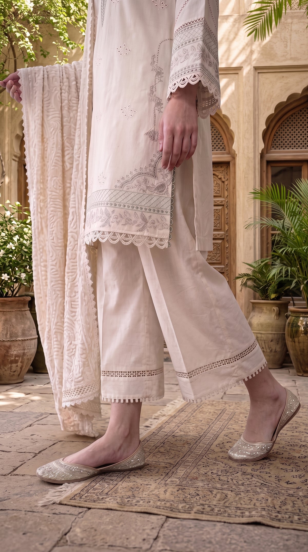 3PC Embroidered Dhanak Suit | DC - 05