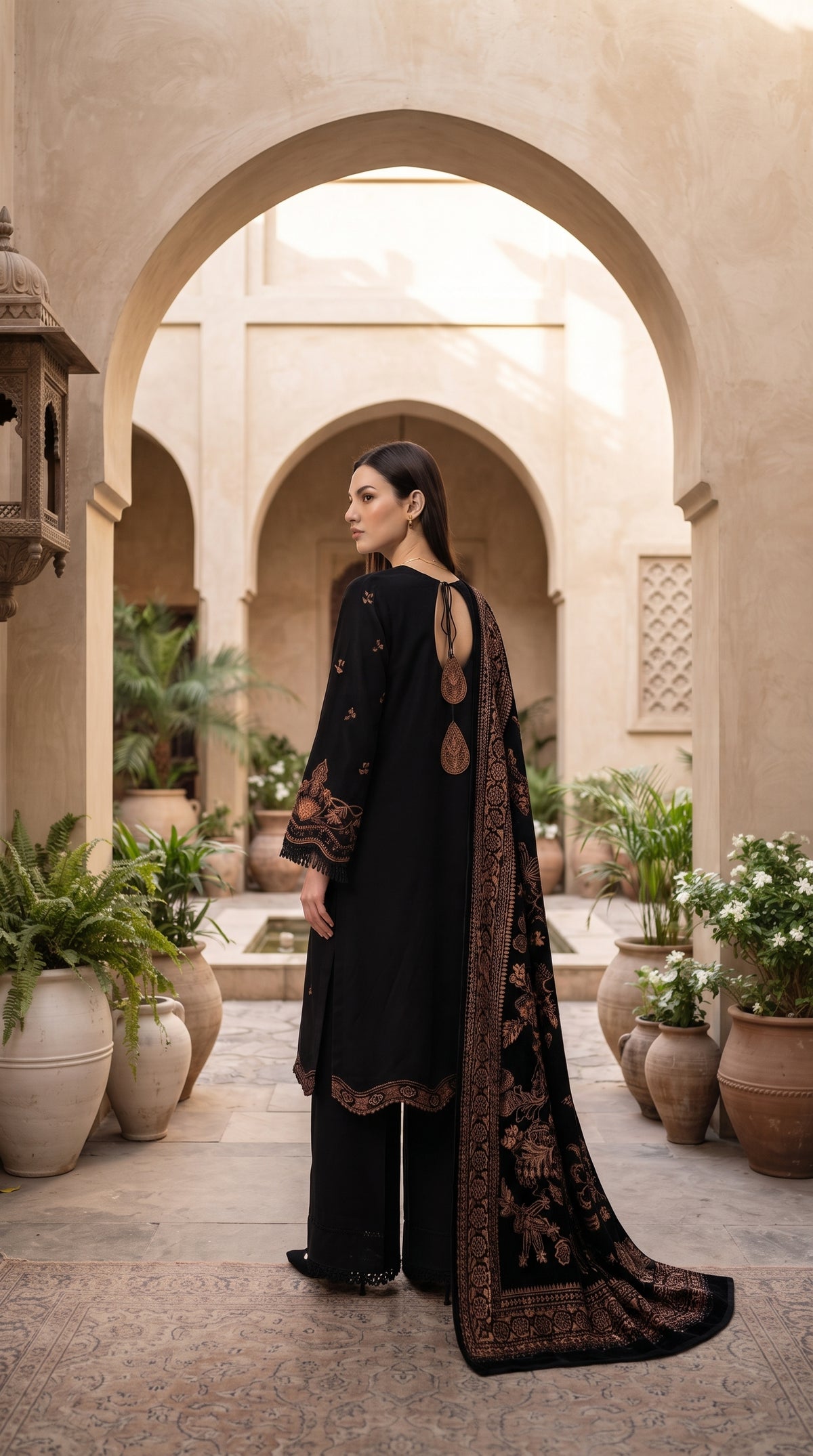 3PC Embroidered Dhanak Suit | DC - 03