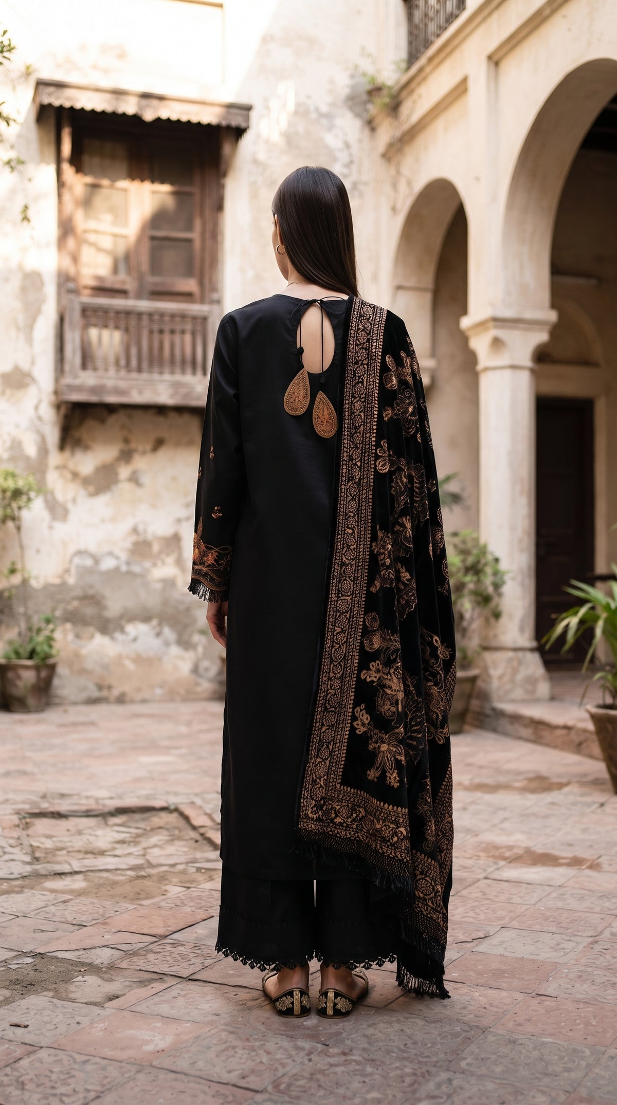 3PC Embroidered Dhanak Suit | DC - 03