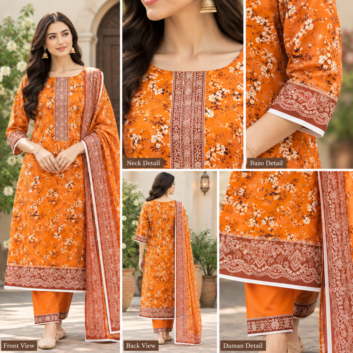 Casual floral linen dress with a printed shirt and understated solid dyed trousers