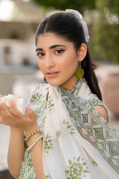 Perfect for daily wear, this casual lawn suit includes a printed kurta, embroidered details, and a soft chiffon dupatta