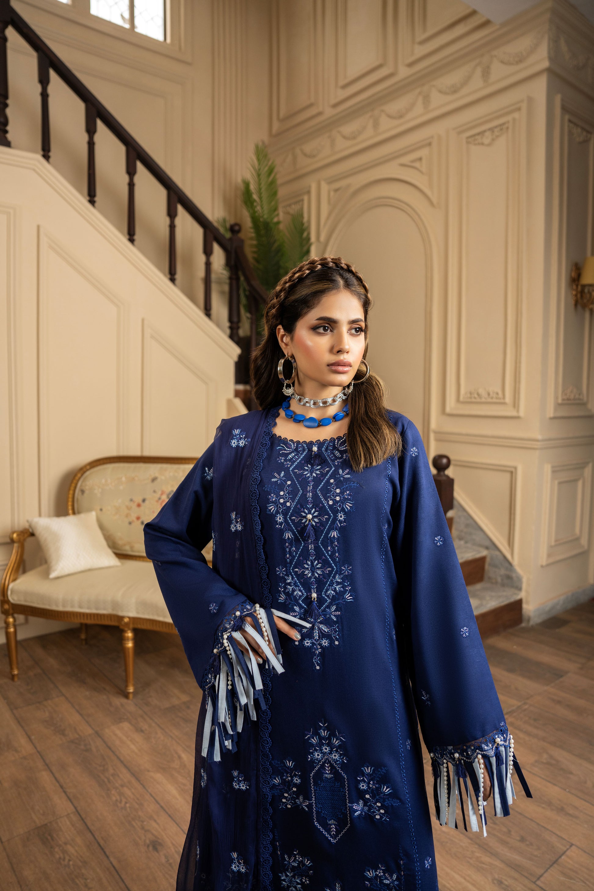 Comfortable embroidered unstitched outfit for daily wear