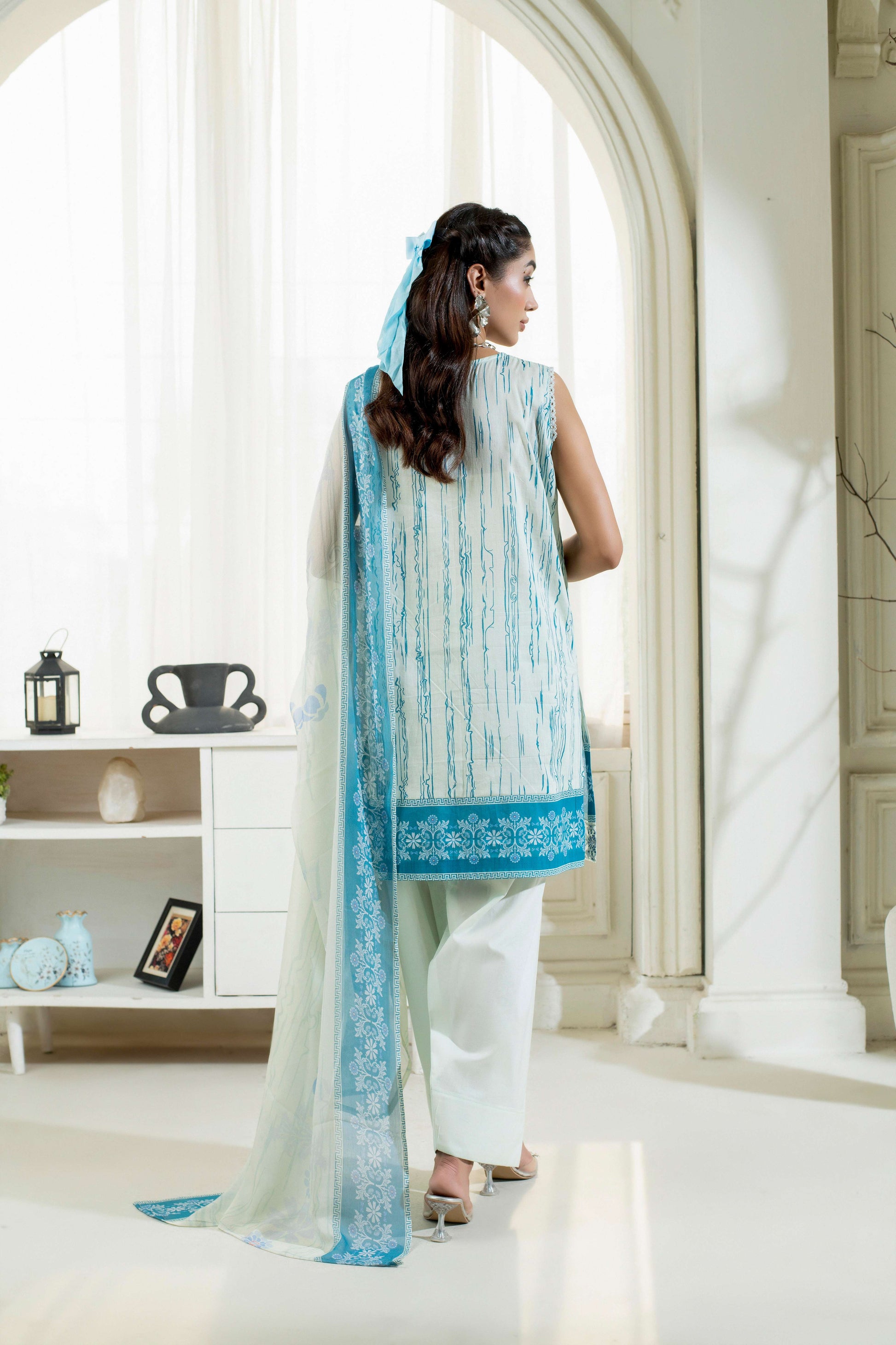 Stitched embroidered shirt with matching dupatta
