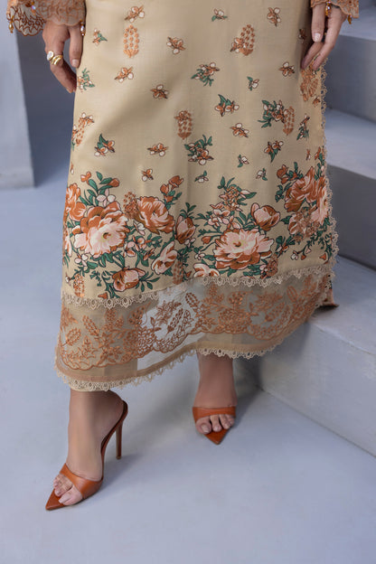 Elegant embroidered Karandi winter suit inspired by Pakistani wedding designs with chiffon dupatta