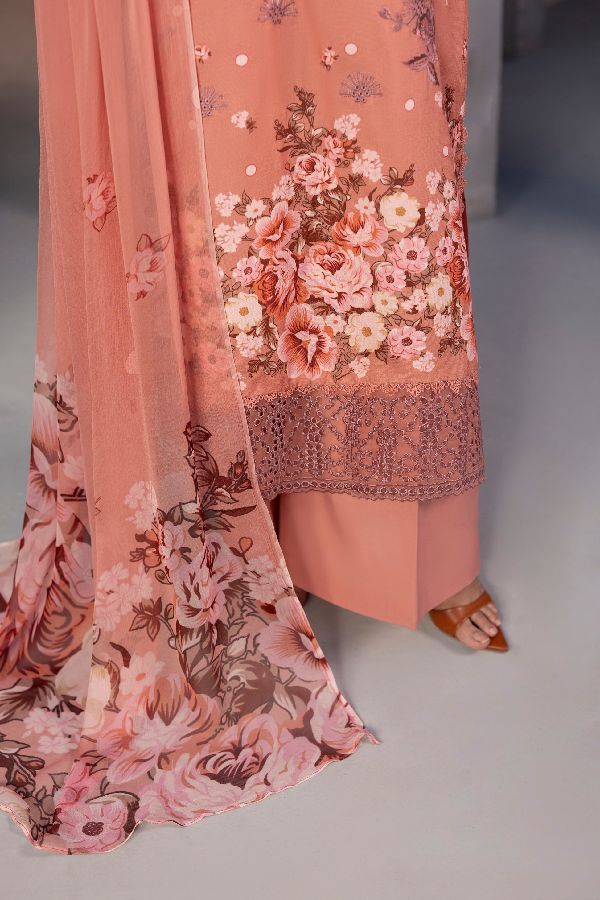 Stylish embroidered Karandi outfit perfect for formal winter event