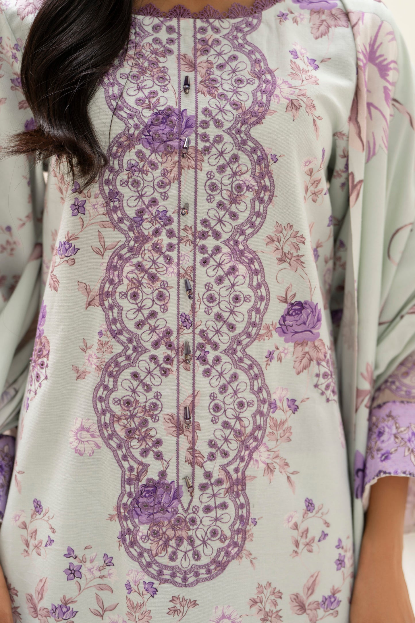 Embroidered eastern khaddar outfit with wool shawl