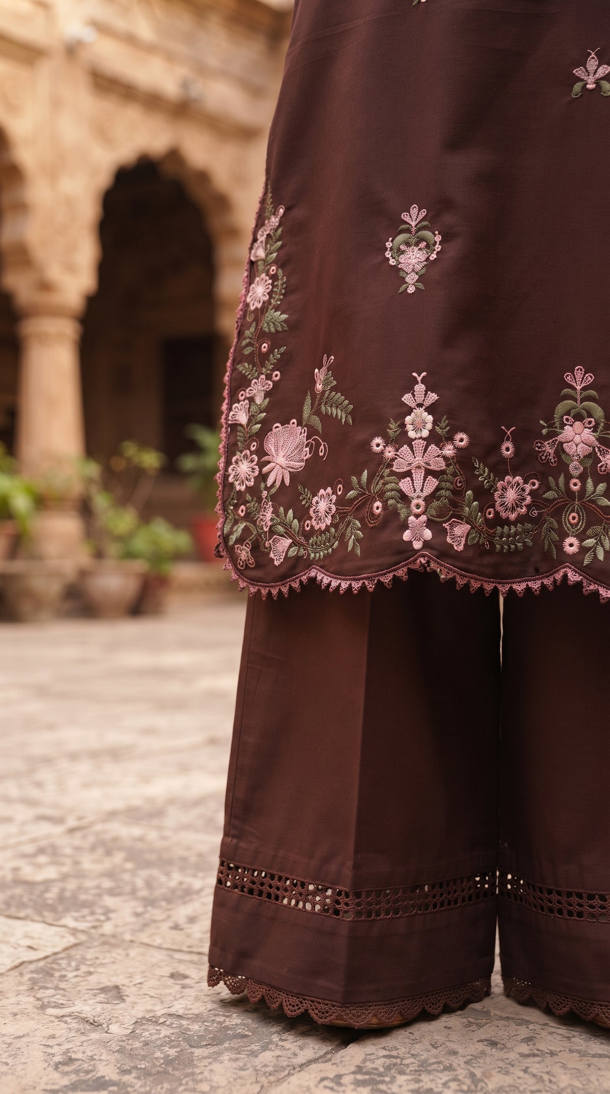 3PC Embroidered Dhanak Suit | DC - 01