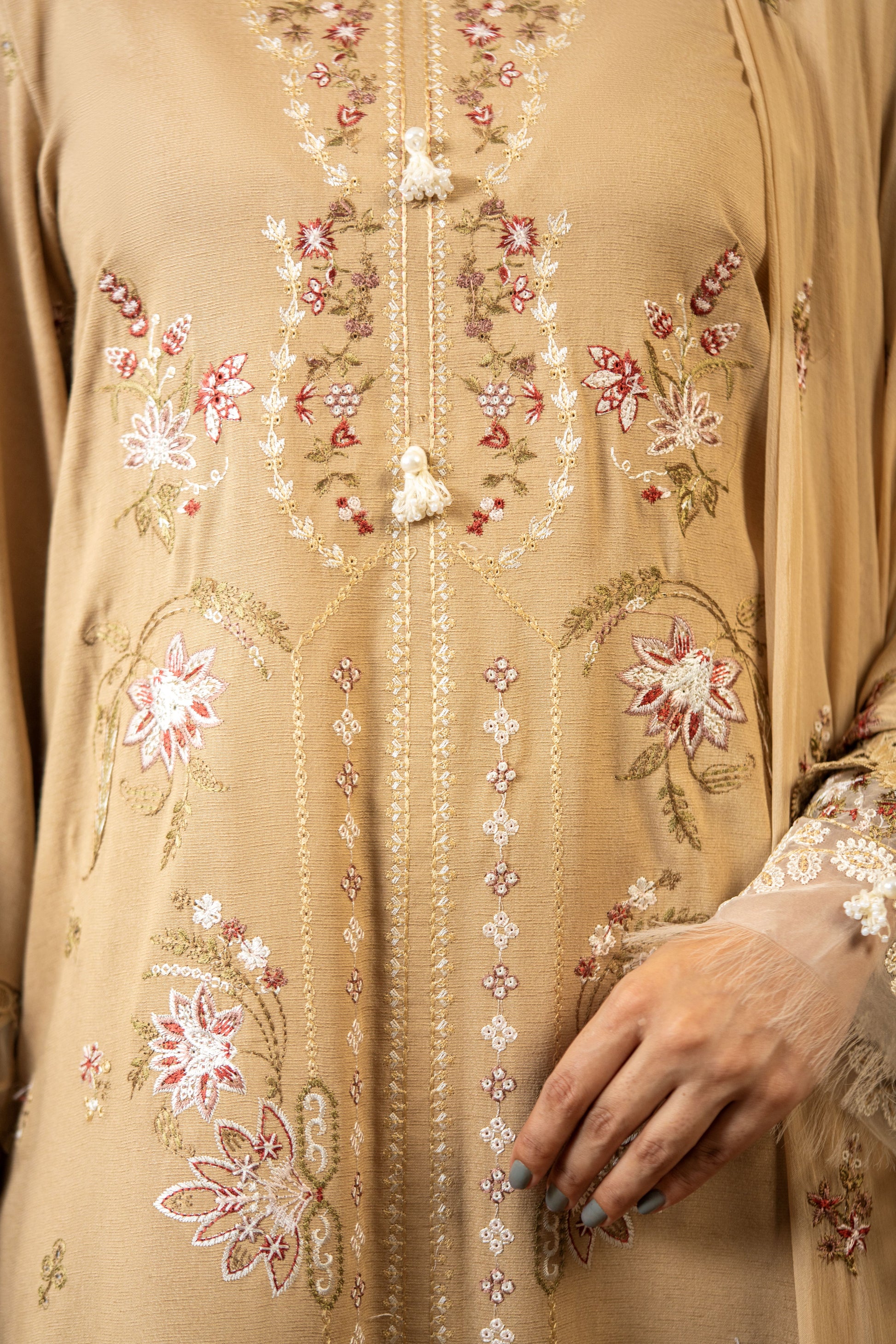 Pakistani unstitched karandi suit perfect for special occasions