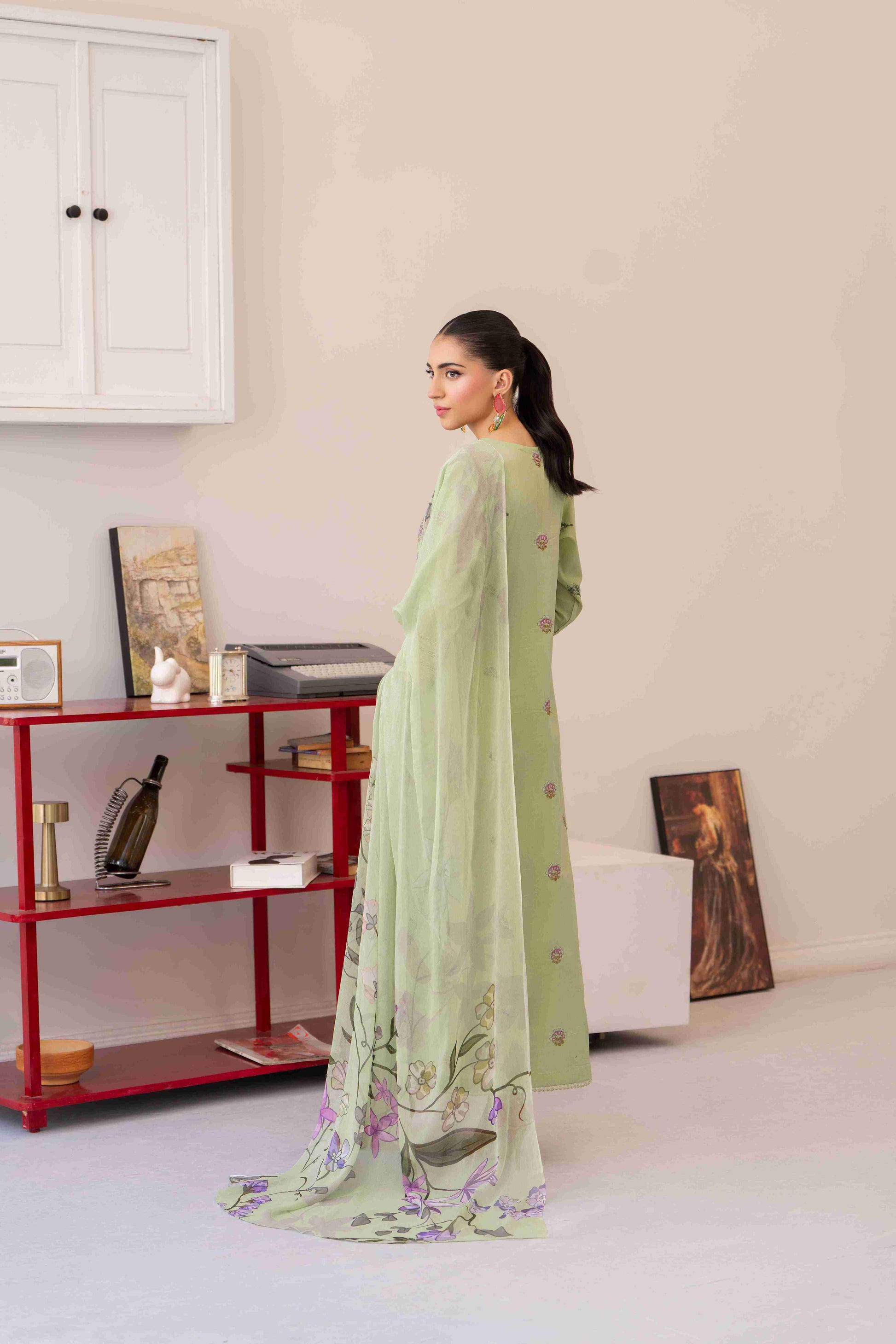 Premium three piece embroidered lawn suit perfect for party wear and casual wear