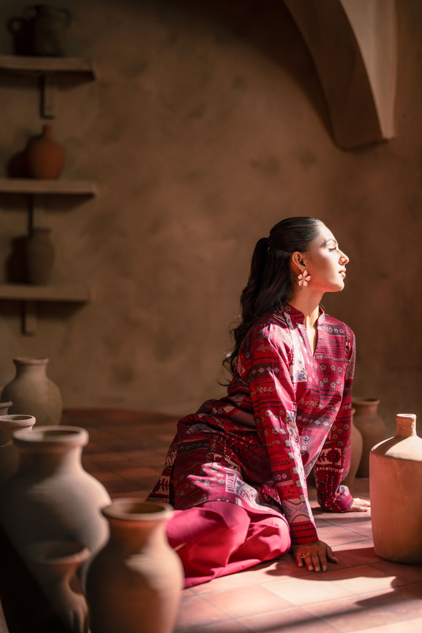 Fancy khaddar fabric party outfit for winter fashion