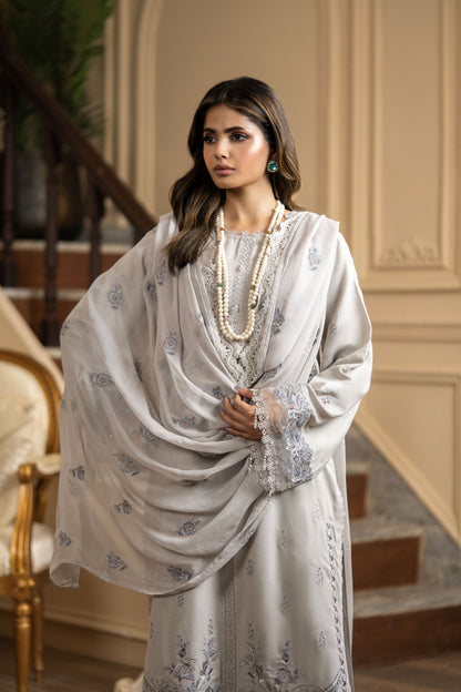 Pakistani embroidered suit with dupatta and trouser for parties
