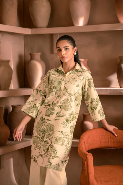 Printed khaddar party wear suit for women’s winter wardrobe