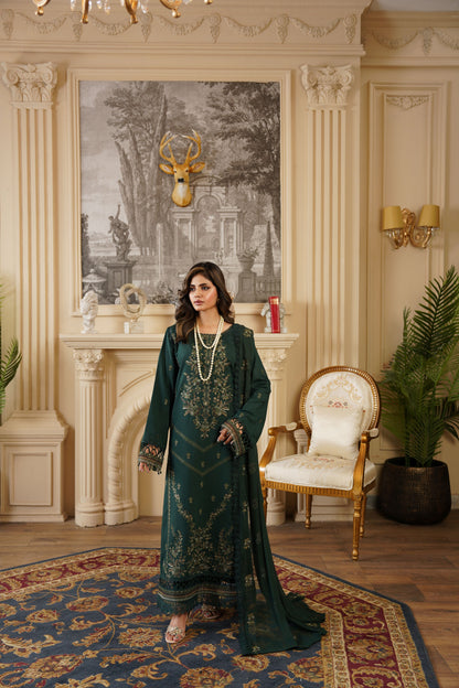 Unstitched Pakistani embroidered suit with dupatta