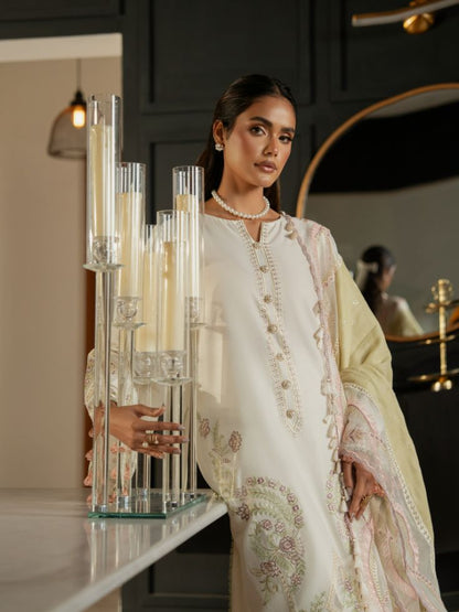 embroidered bridal lawn suit and cotton dupatta