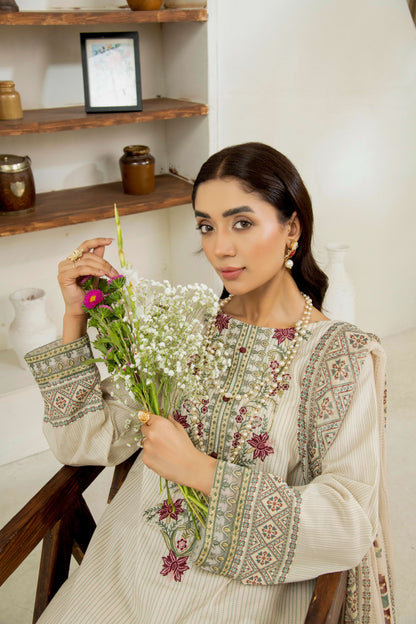  Embroidered lawn suit with trouser