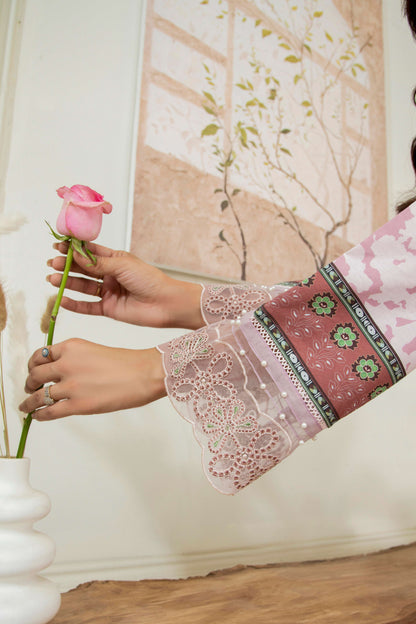 Embroidered three-piece lawn suit with dupatta