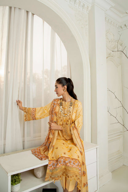  Stitched embroidered kurta with dupatta