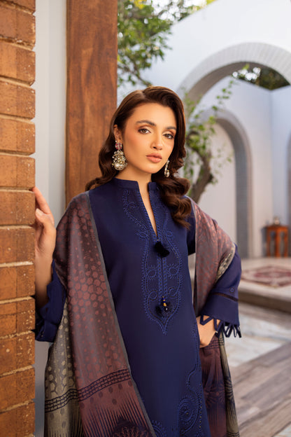 Detailed embroidery on Dhanak fabric with organza borders