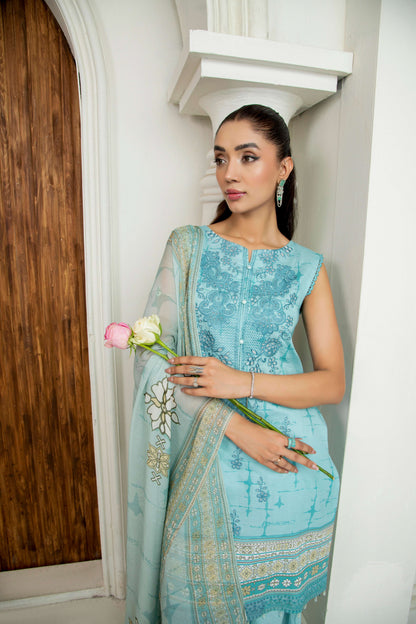  Embroidered lawn shirt with trouser