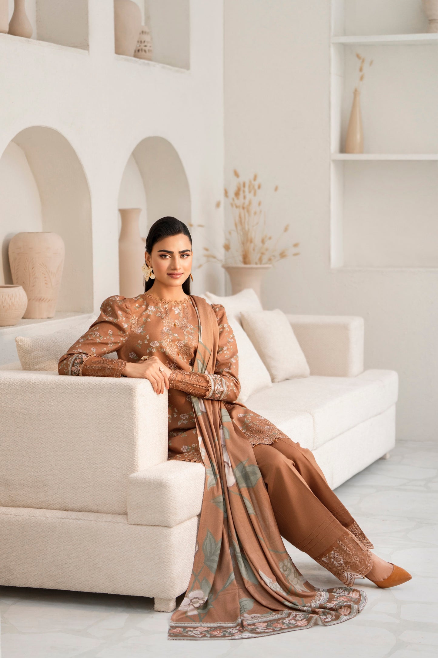 Elegant eastern wear in printed khaddar for women