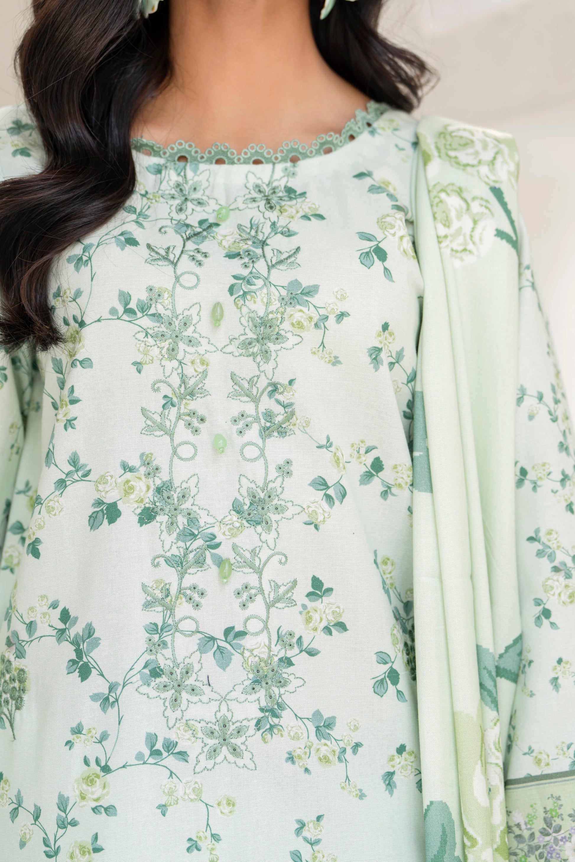 Traditional printed khaddar suit for women