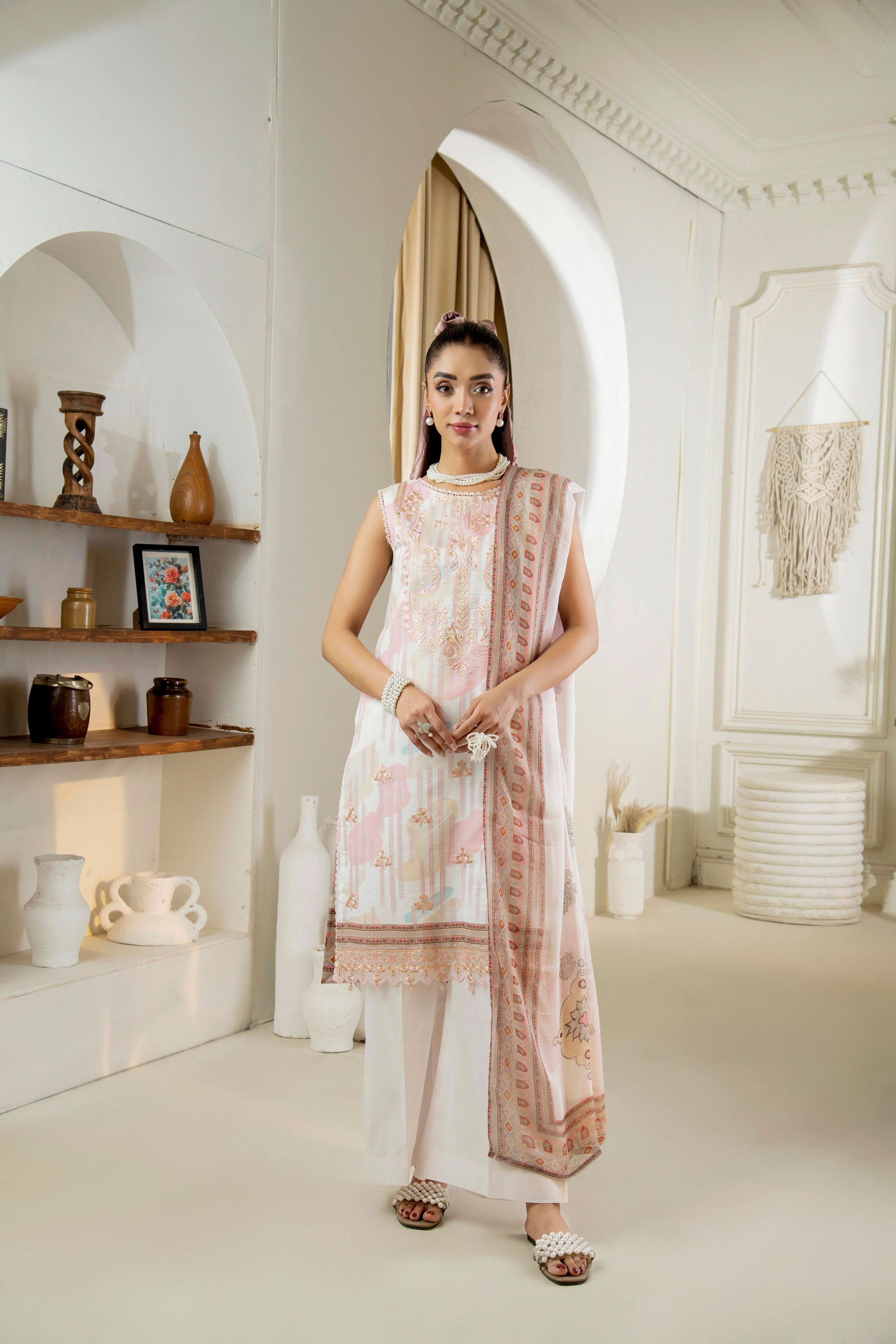 Embroidered kurta paired with lawn trouser