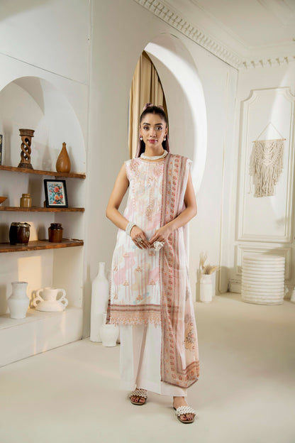 Embroidered kurta paired with lawn trouser