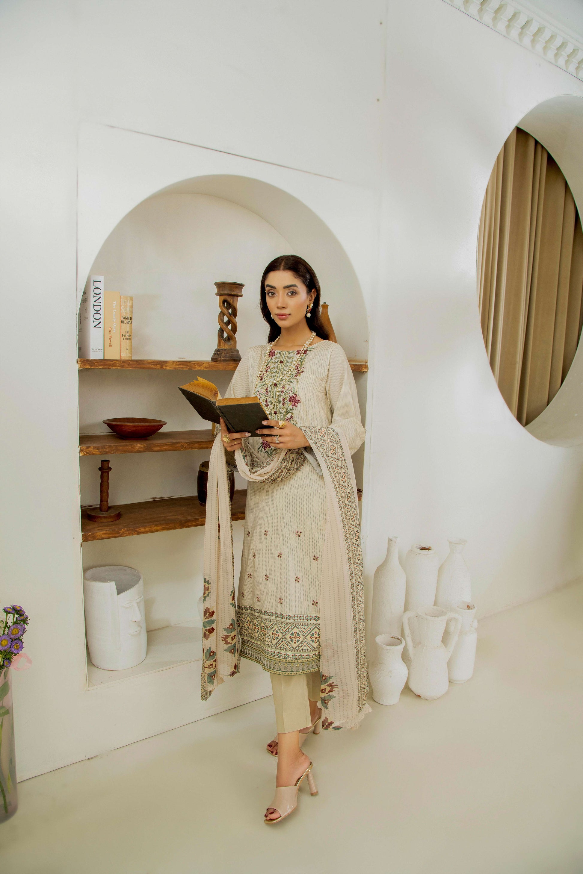  Stitched embroidered lawn dress with dupatta