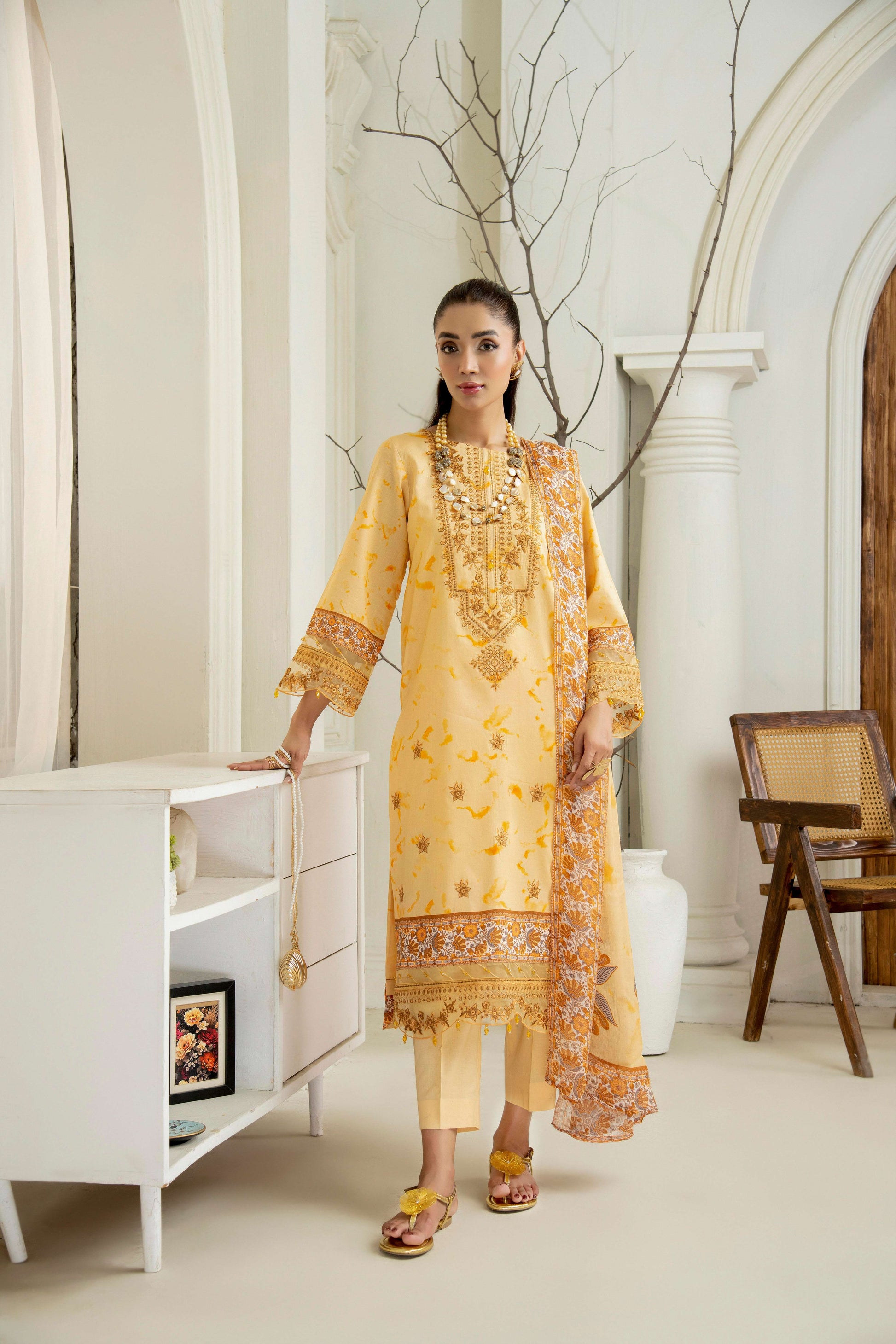  Embroidered shirt paired with trouser and dupatta