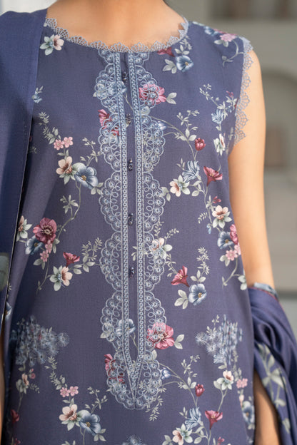 Elegant printed Neck khaddar with woolen shawl