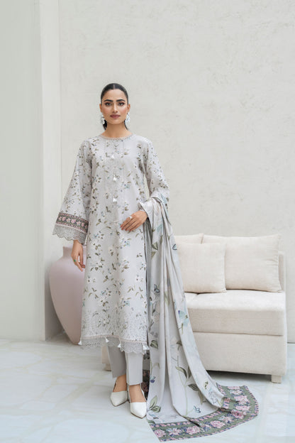 Pakistani embroidered khaddar 3PC suit with shawl