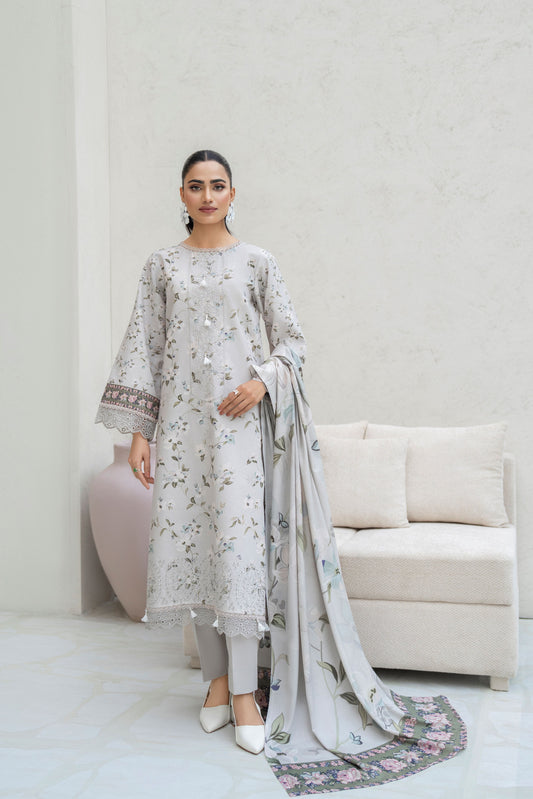 Pakistani embroidered khaddar 3PC suit with shawl