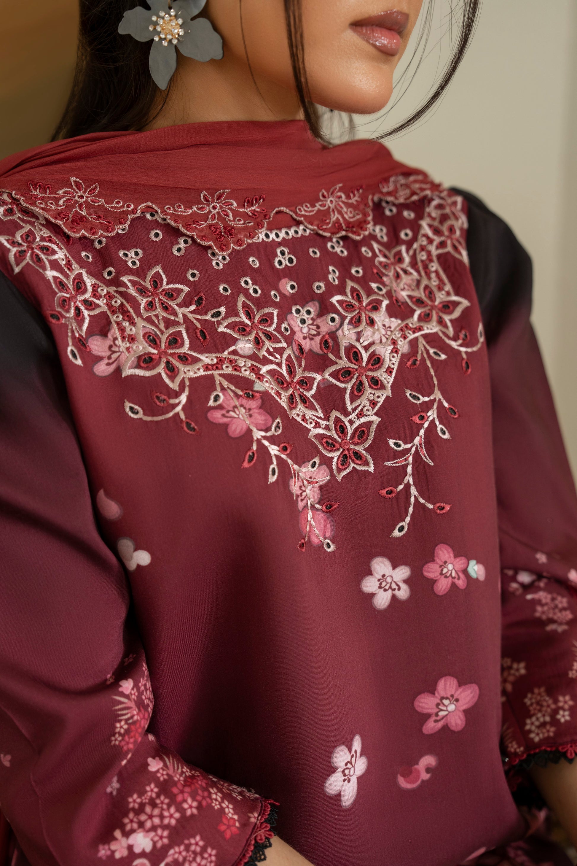 Traditional embroidered viscose dress perfect for casual family events