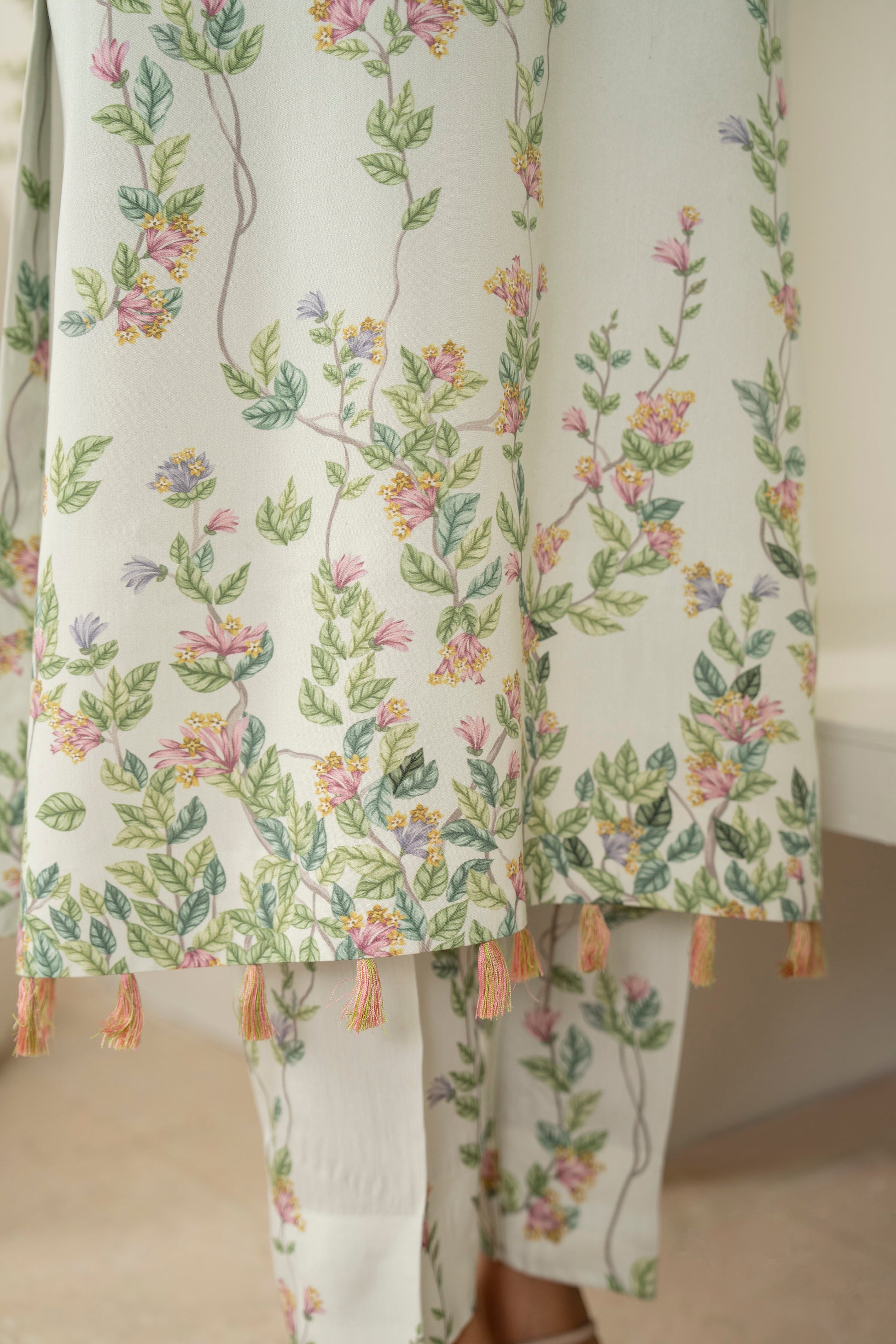 Stylish embroidered viscose shirt with printed trouser for everyday fashion