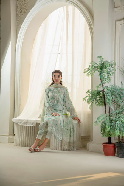  Embroidered kurta with trouser and lawn dupatta