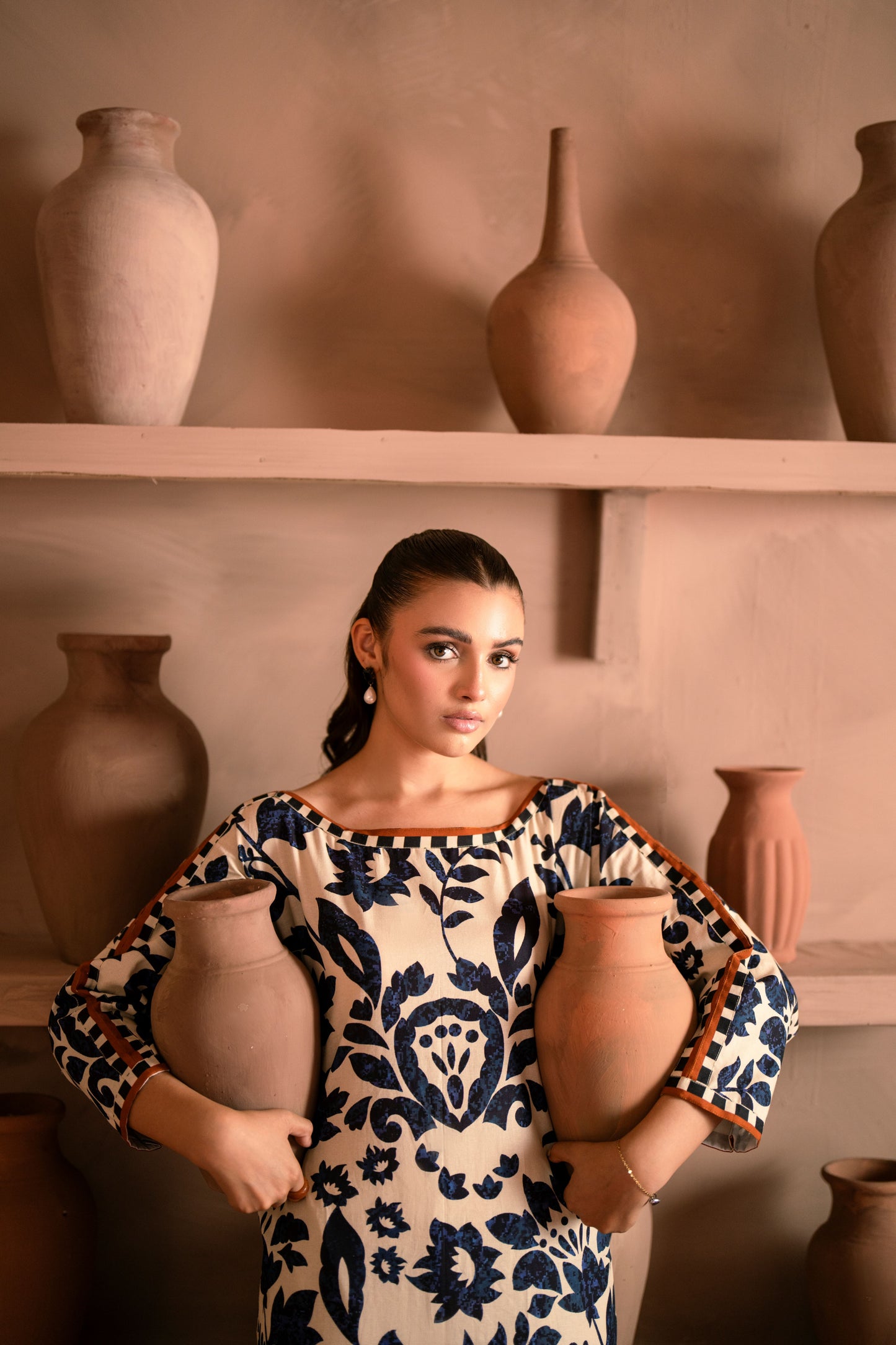 Formal khaddar outfit with kurta prints designed for women