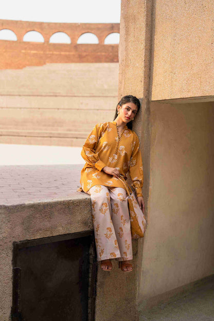 Stitched Jacquard kurta with elegant neckline and bell sleeves for festive wear