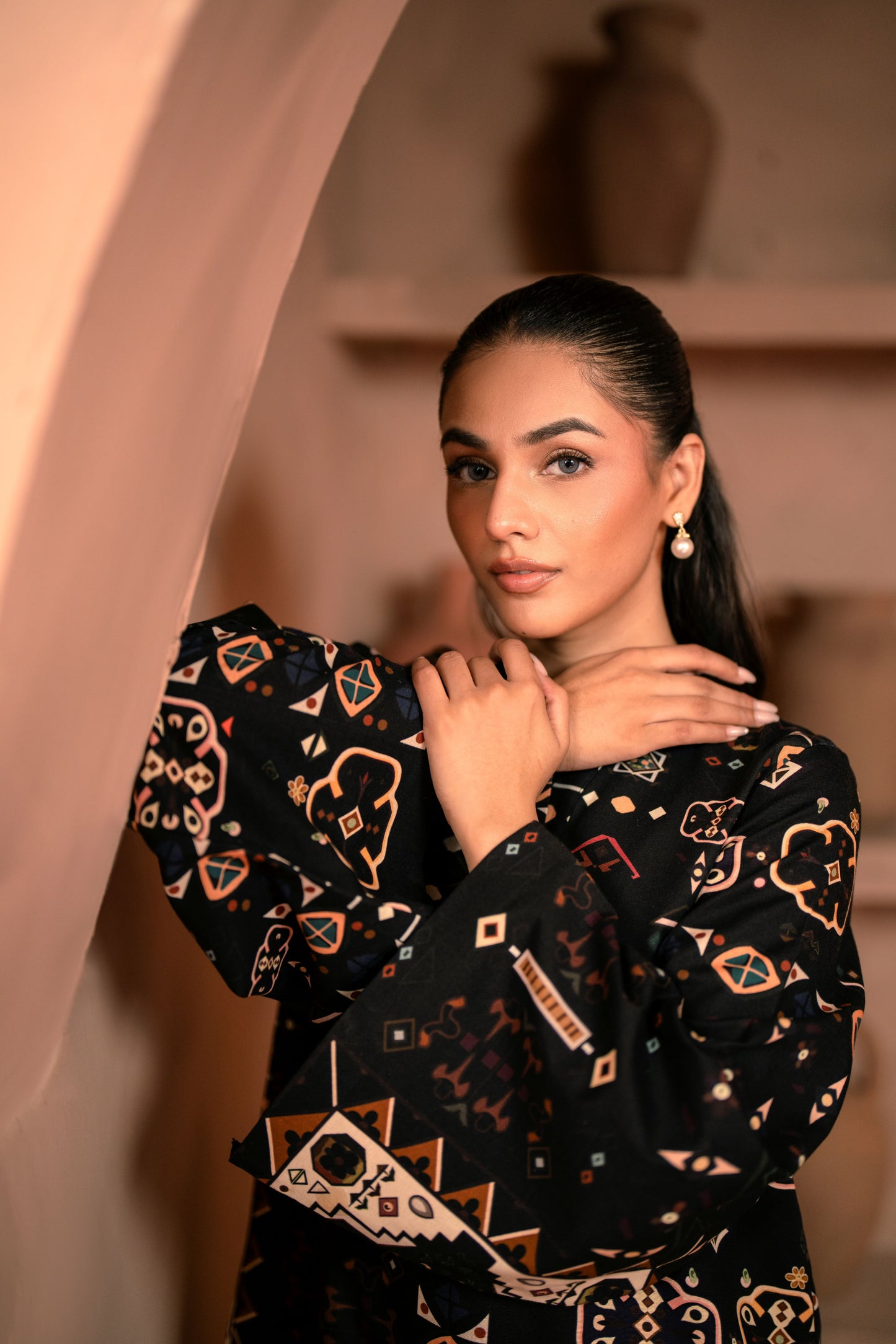 Khaddar fabric party wear suit for winter fashion