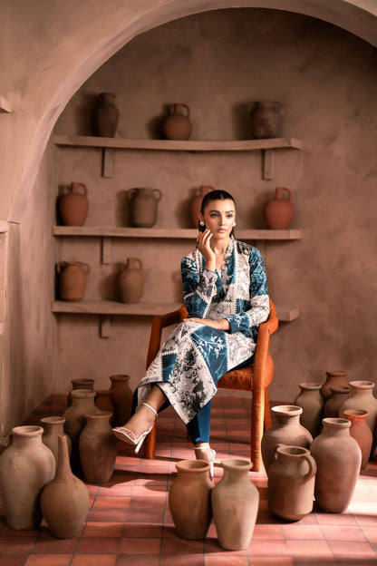 Winter khaddar fabric 3-piece dress for ladies with dupatta