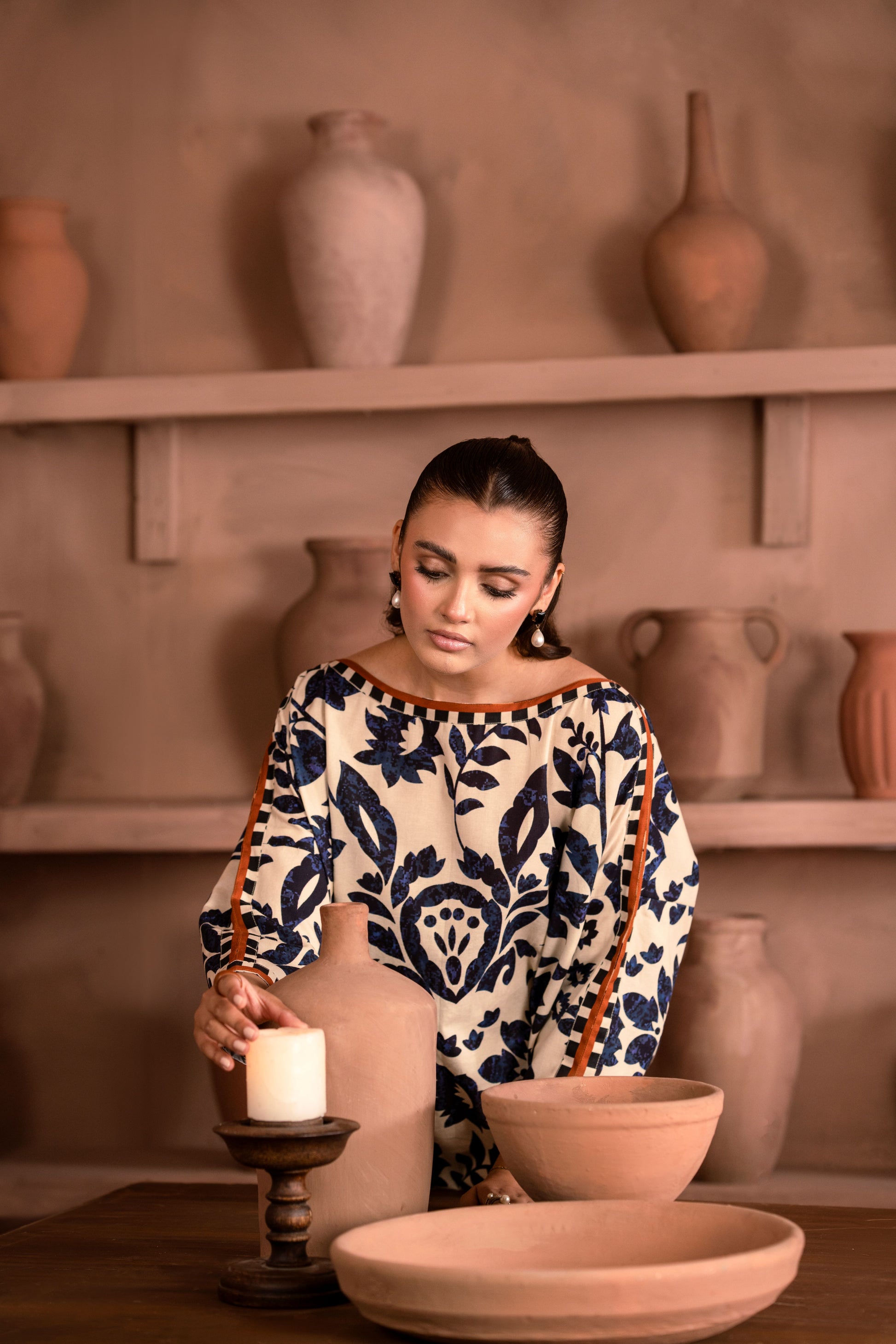 Trendy khaddar dress with stylish winter design for women