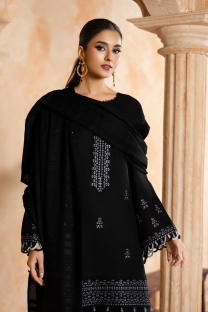 Fancy Woolen Shawl and Embroidered Dhanak Shirt Suit, a blend of Pakistani eastern wear charm and modern finish