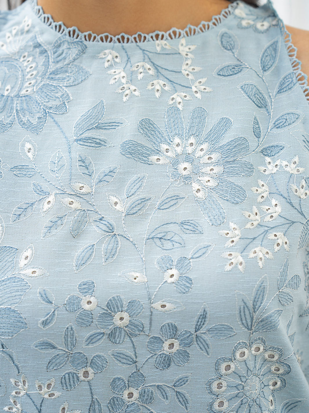  Summer embroidered lawn shirt, chiffon printed dupatta, karandi trouser unstitched