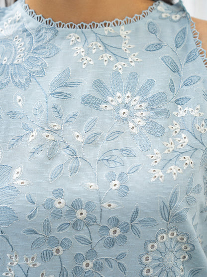  Summer embroidered lawn shirt, chiffon printed dupatta, karandi trouser unstitched